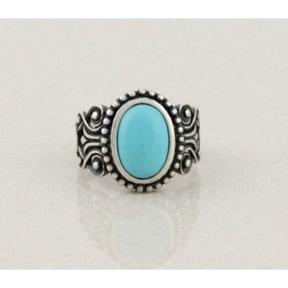 Sterling Silver Turquoise Ring Size 6 1/2 Vintage Avon - Picture 1 of 9